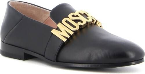 Moschino Zwarte Metallic Logo Slipper Black Dames