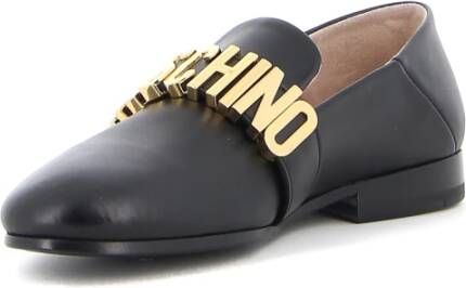 Moschino Zwarte Metallic Logo Slipper Black Dames