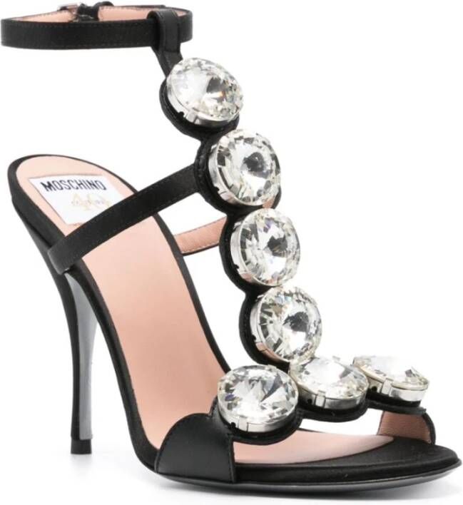 Moschino Zwarte Sandalen met Juweelversiering Black Dames