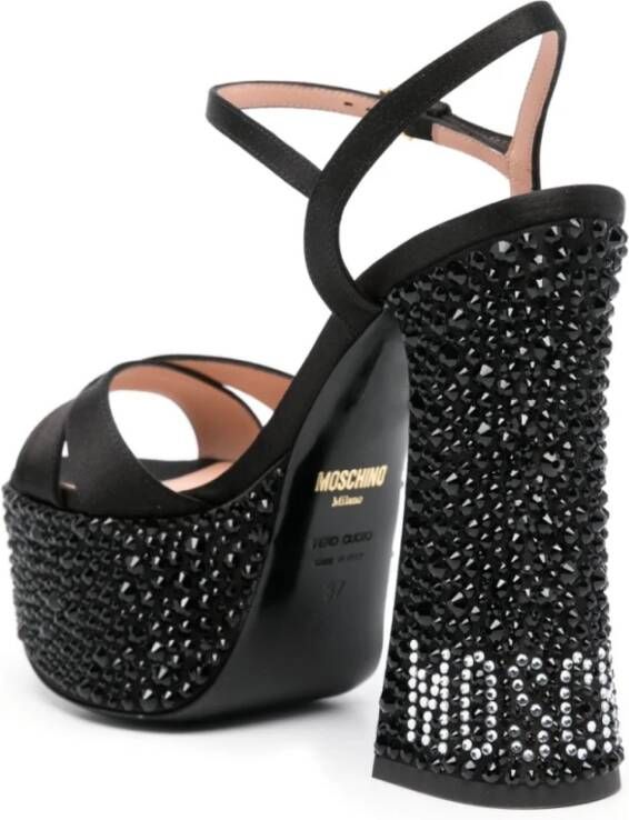 Moschino Zwarte Sandalen met Kristallen Versiering Black Dames