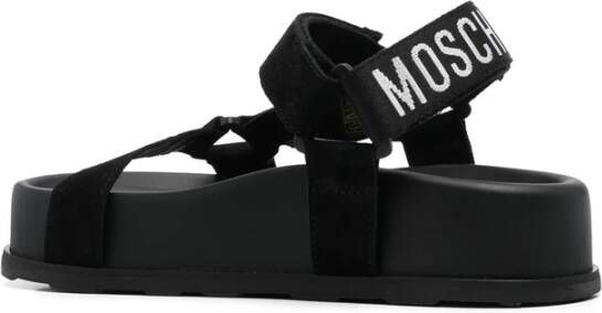 Moschino Zwarte Touch-Strap Flatform Schoenen