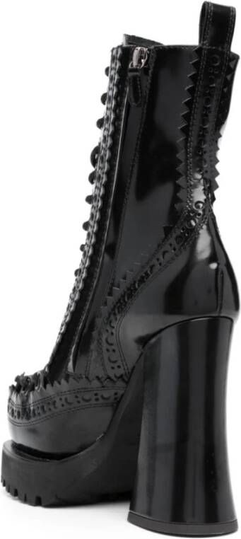 Moschino Zwarte veterschoenen van leer Zwart Dames