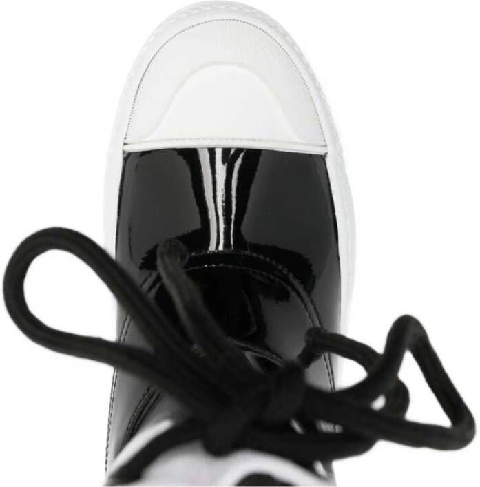 Moschino Zwart Witte Plateauboots met Logo Black Dames