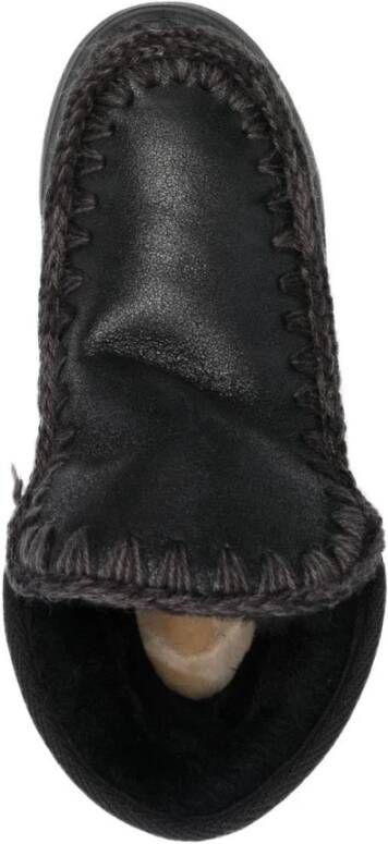 Mou Zwarte Enkellaarzen van Schapenleer Black Dames