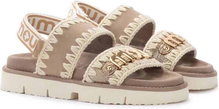 Mou Beige en Gouden Leren Sandaal Multicolor Dames