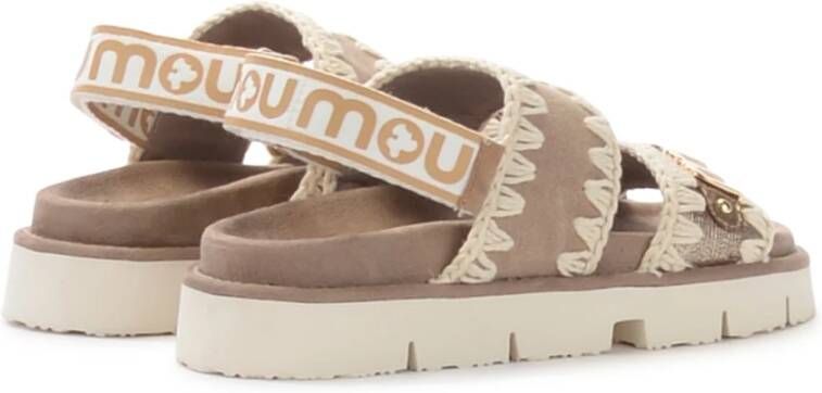 Mou Beige en Gouden Leren Sandaal Multicolor Dames