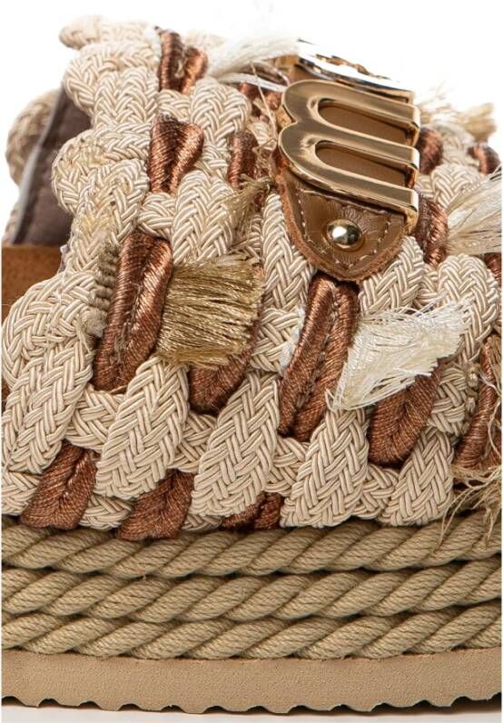 Mou Beige Franje Touw Sandalen