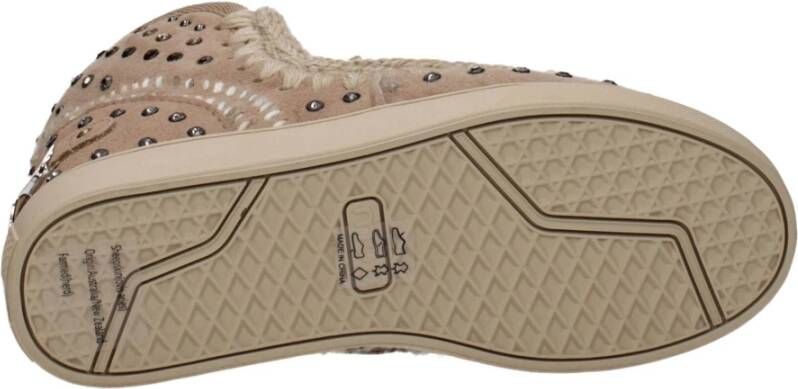 Mou Beige Leren Enkellaarzen met Bont