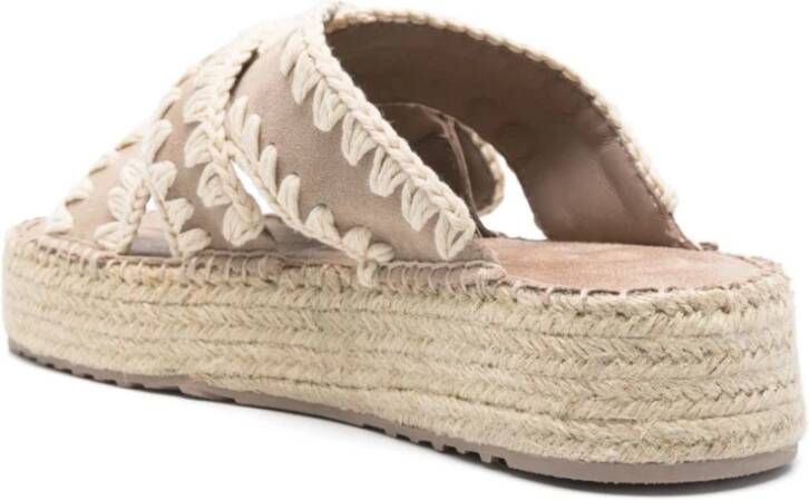 Mou Beige leren sandalen met rubberen zool