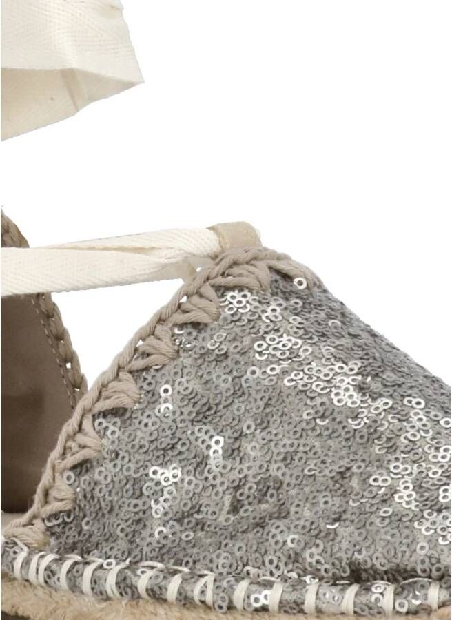 Mou Beige Sandalen met Pailletten en Vetersluiting