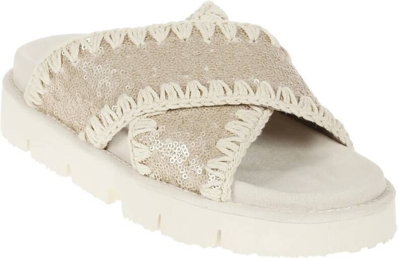 Mou Bio Sandaal met Microsequins Beige Dames