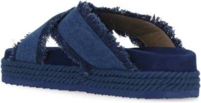 Mou Blauwe Denim Gekruiste Banden Sandalen Blue Dames