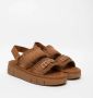 Mou Bruin Leren Plateau Sandalen Haakdetails Brown Dames - Thumbnail 7