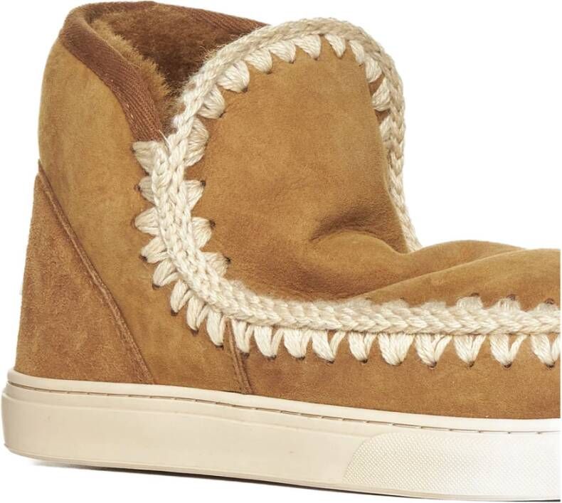 Mou Bruine Gehaakte Sneakerlaarzen