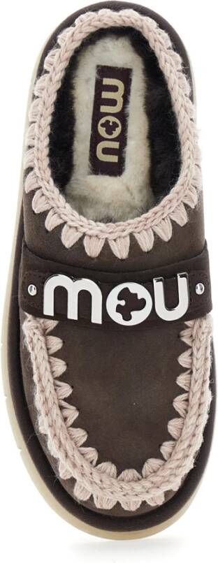 Mou Bruine Sandalen met Logo Print