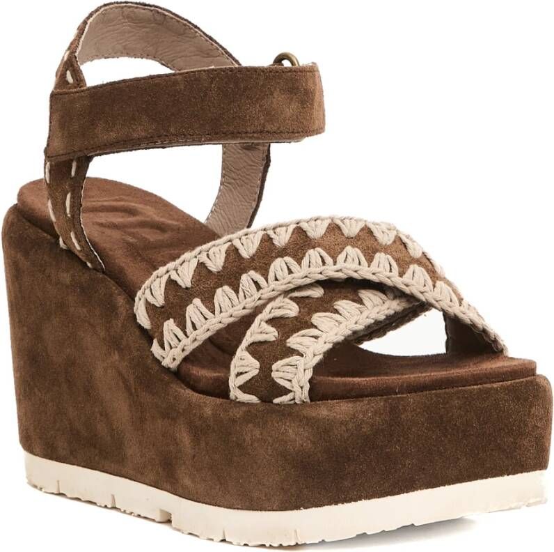 Mou Bruine Sleehak Sandalen voor Vrouwen