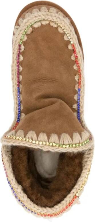 Mou Casual Bruine Enkellaarzen met Rhinestones