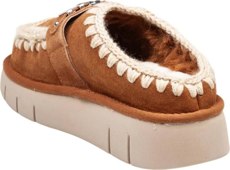 Mou Cognac Sandalen met Sheepskin Clog