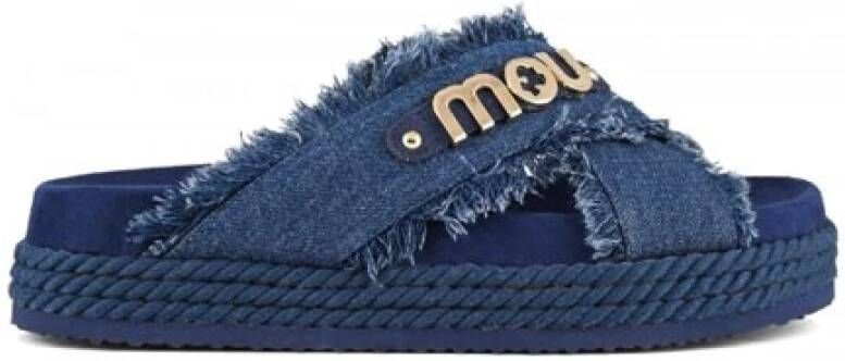 Mou Denim sandaal met kruissteek Blue Dames