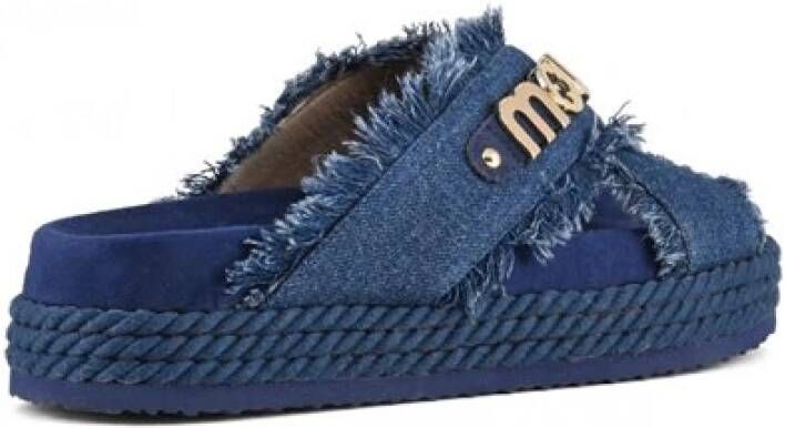 Mou Denim sandaal met kruissteek Blue Dames