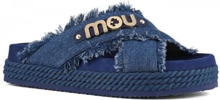 Mou Denim sandaal met kruissteek Blue Dames