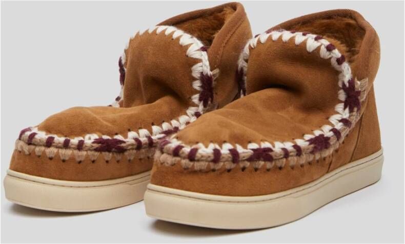 Mou Eskimo Sneaker met Overstitching in Cognac Bruin Dames