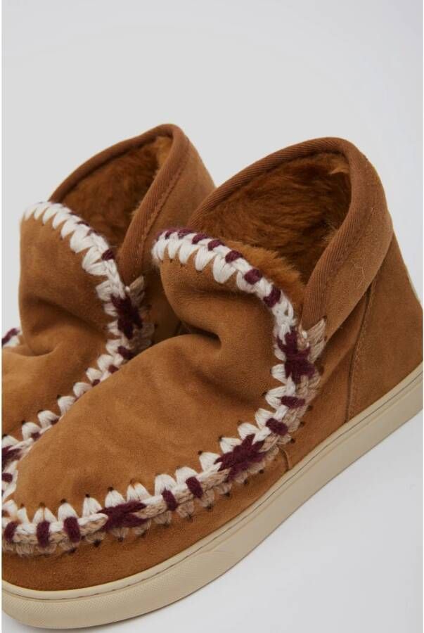 Mou Eskimo Sneaker met Overstitching in Cognac Bruin Dames