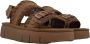 Mou Bruin Leren Plateau Sandalen Haakdetails Brown Dames - Thumbnail 8