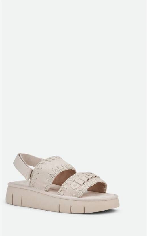 Mou Geborduurde Witte Plateau Sandalen Gray Dames