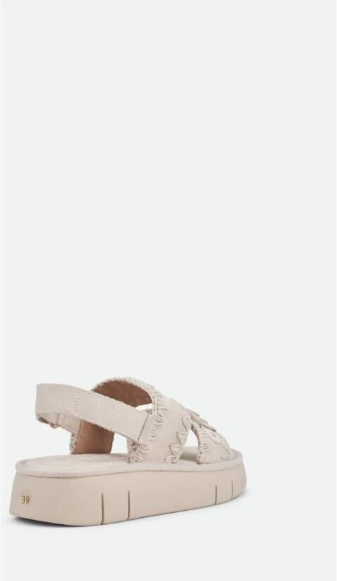 Mou Geborduurde Witte Plateau Sandalen Gray Dames