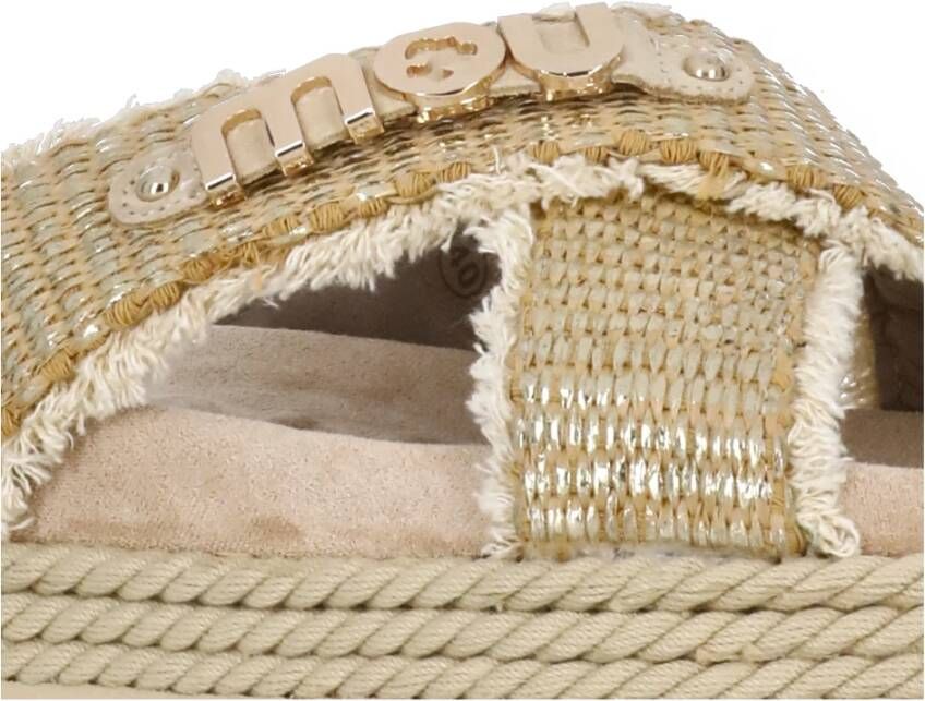 Mou Gouden Raffia Sandalen met Lurex Details