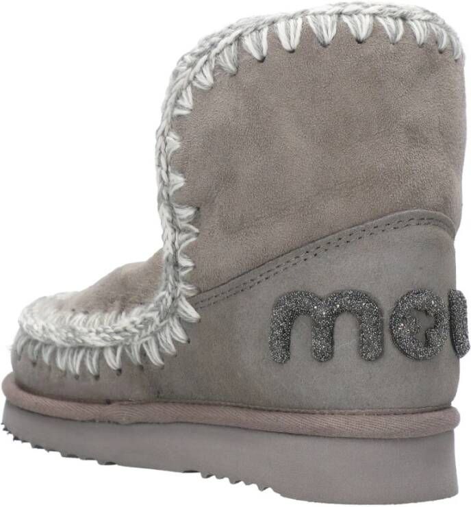 Mou Grijze Glitter Logo Enkellaarzen Gray Dames
