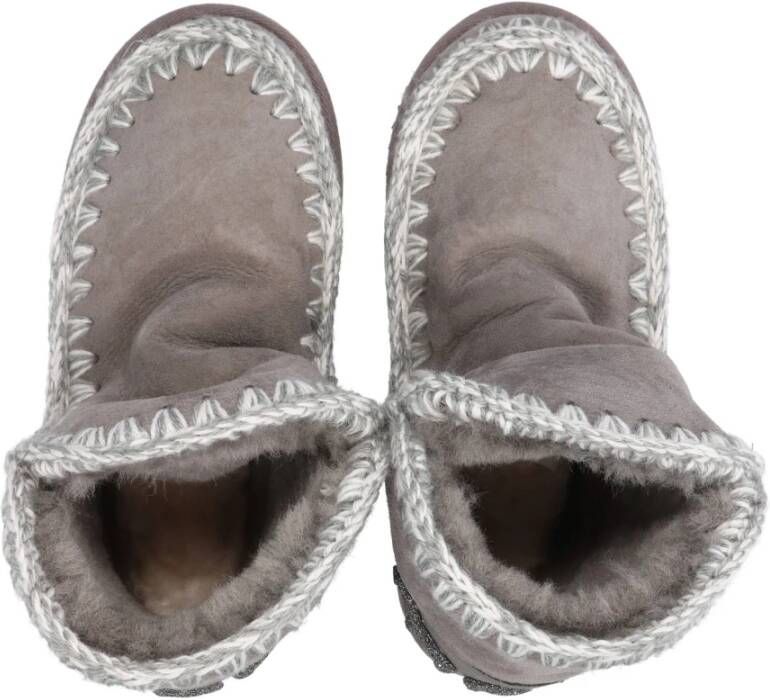 Mou Grijze Glitter Logo Enkellaarzen Gray Dames