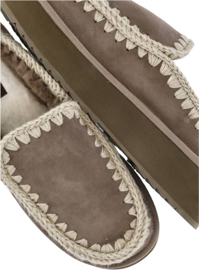 Mou Grijze Shearling Laarzen met Wolstiksels