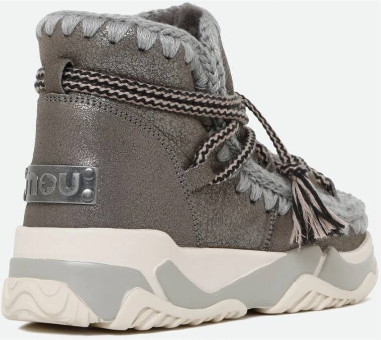 Mou Grijze Vetersneakers met Warm Design