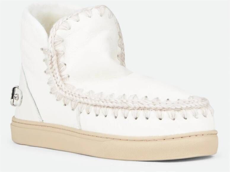 Mou Handgemaakte Rhinestone Logo Laarzen White Dames