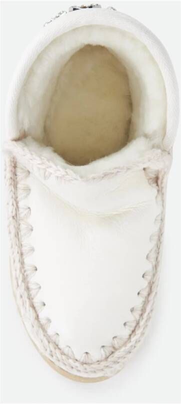 Mou Handgemaakte Rhinestone Logo Laarzen White Dames