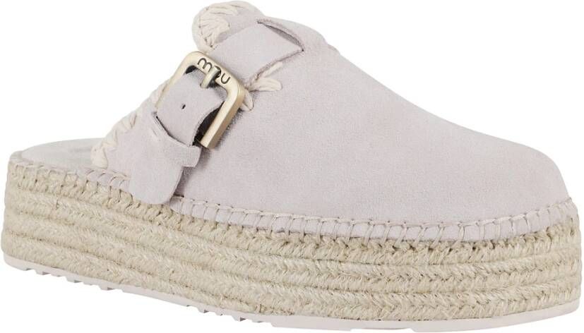 Mou Jute Klomp Suède Plateau Sandaal Gray Dames
