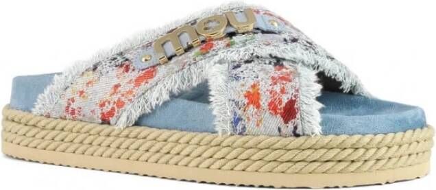 Mou Kruisende Touw Denim Sandalen Multicolor Dames