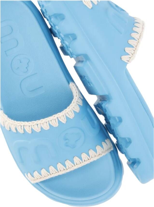 Mou Lichtblauwe Sandalen met Logostiksels Blue Dames