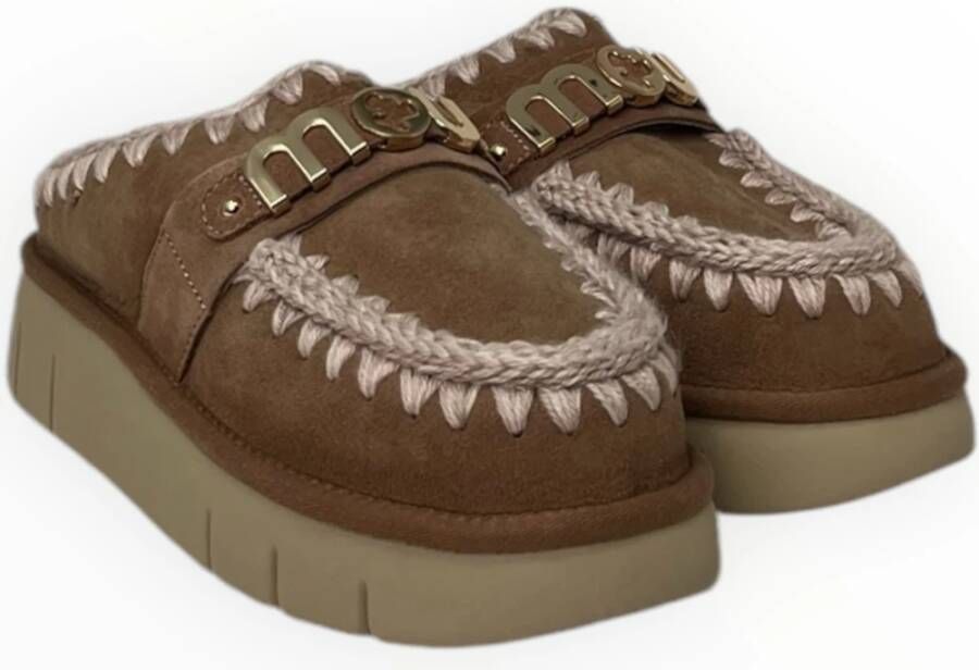 Mou Metalen Logo Bounce Clog Laarzen Brown Dames