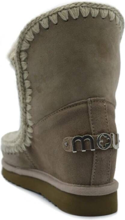 Mou Metalen Logo Sleehaklaarzen Zilver Iconic Gray Dames