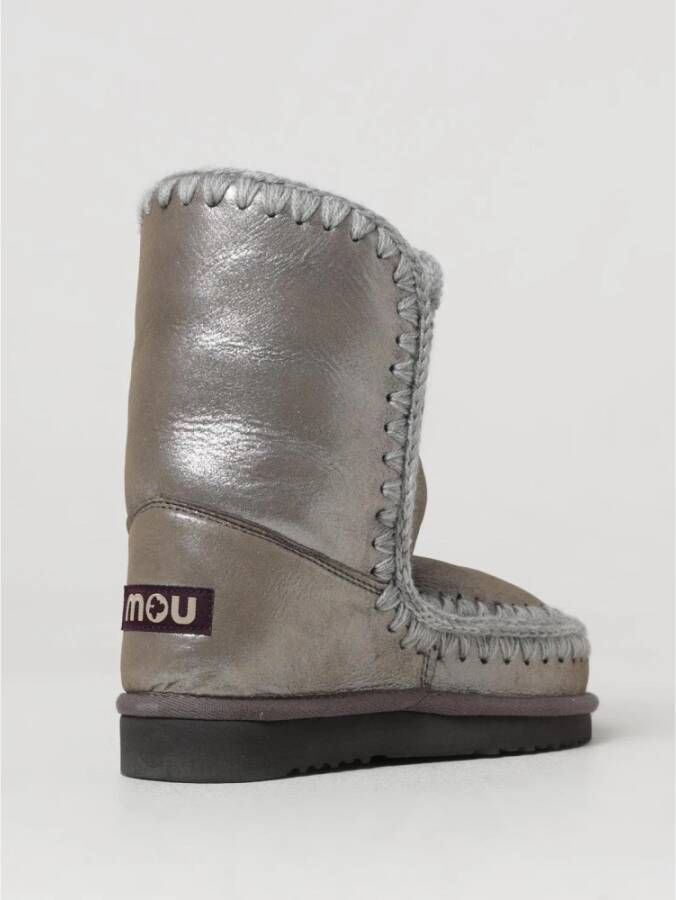 Mou Metallic Gebreide Rand Enkellaarzen