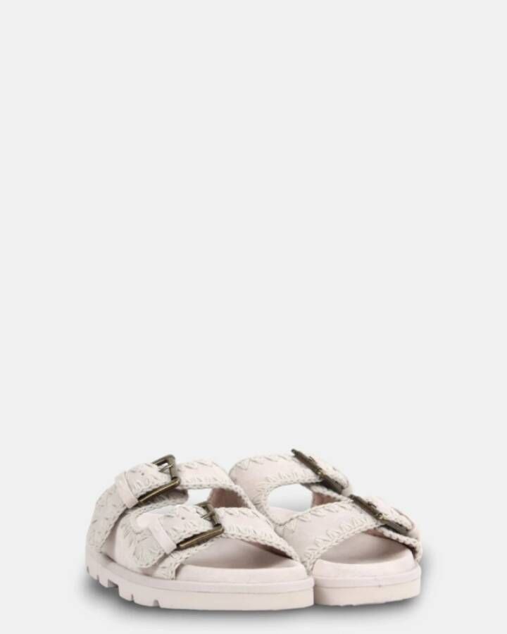 Mou Monochromatische Sandaal met Gehaakte Details Beige Dames