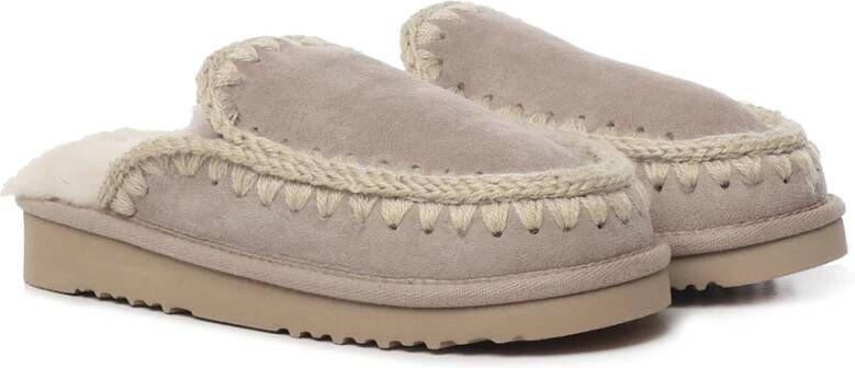 Mou Bruine Schapenvacht Pantoffel Handgemaakt EVA-zool Brown Dames