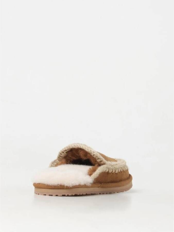 Mou Shearling Muile Slippers met Gehaakt Detail