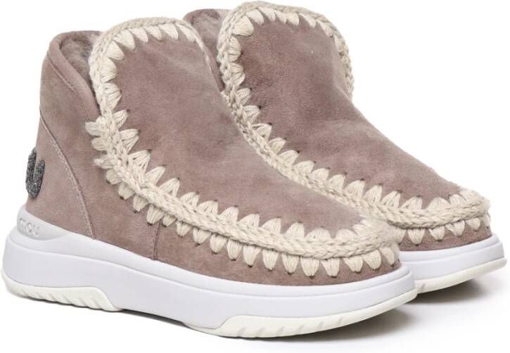 Mou Sheepskin Slip-On Laarzen met Glitter Beige Dames