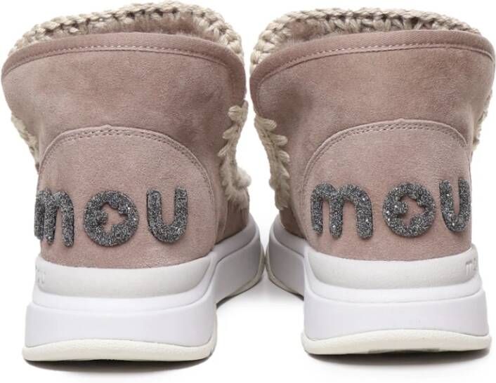 Mou Sheepskin Slip-On Laarzen met Glitter Beige Dames