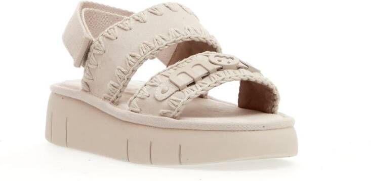 Mou Witte Suède Sleehak Sandalen Elegante Stijl White Dames