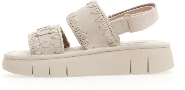 Mou Witte Suède Sleehak Sandalen Elegante Stijl White Dames